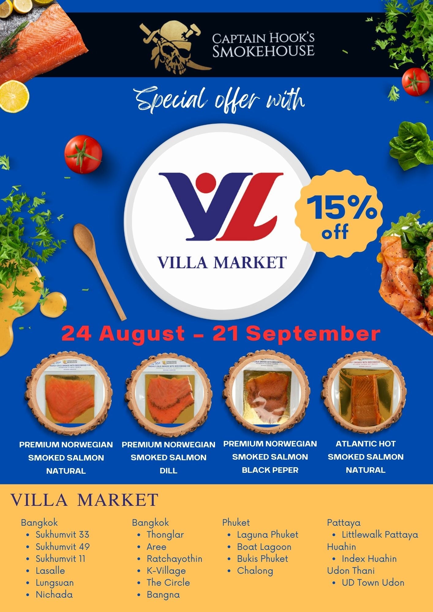 Special offer 15% off at Villa Market